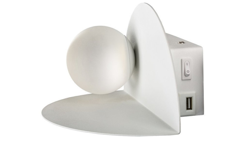 Lampa kinkiet ZENIT 4w 4000k   ładowarka usb biały