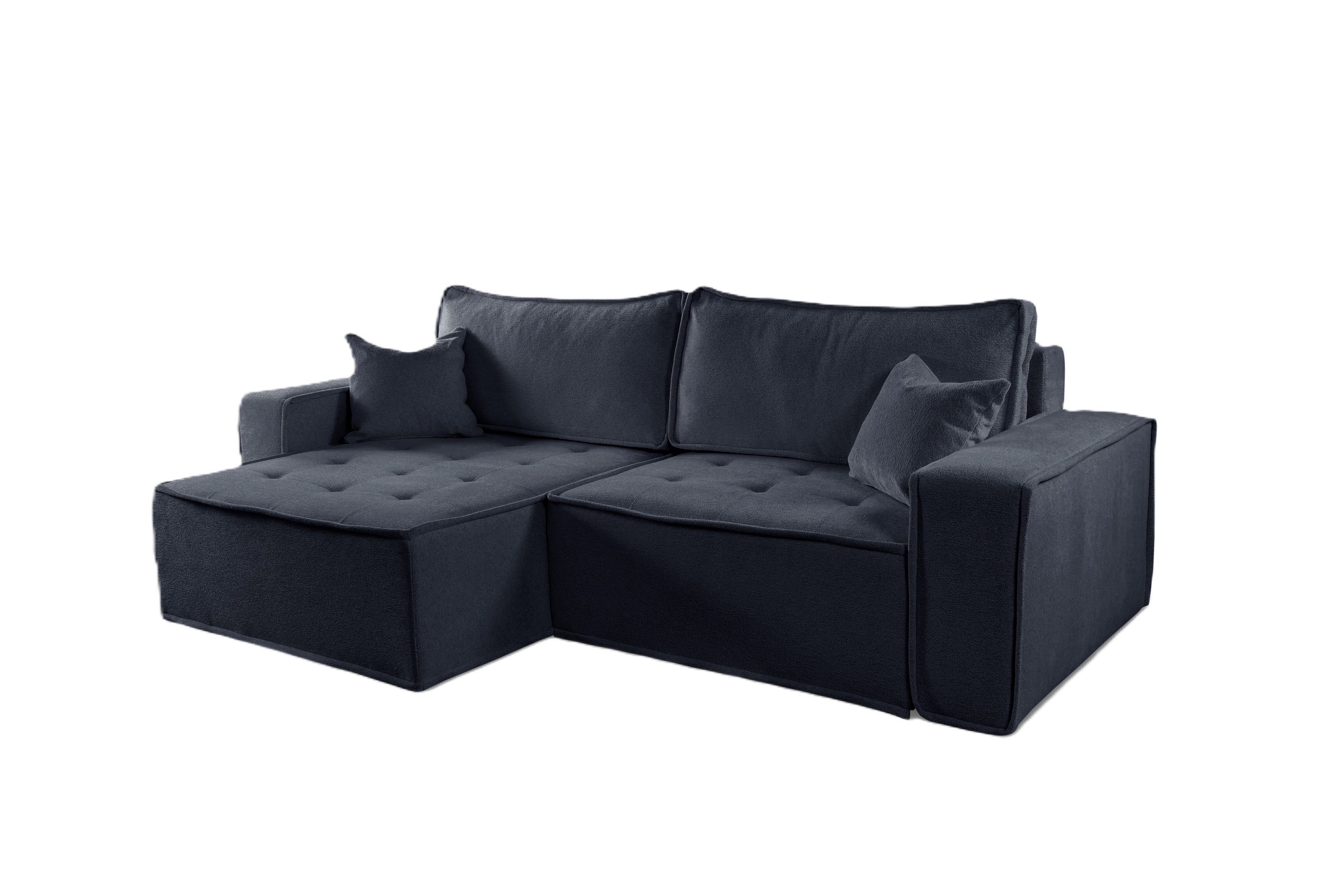 Sofa w kształcie L BOHOO narożnik, tkanina Raven, Grafitowy Lewostronny
