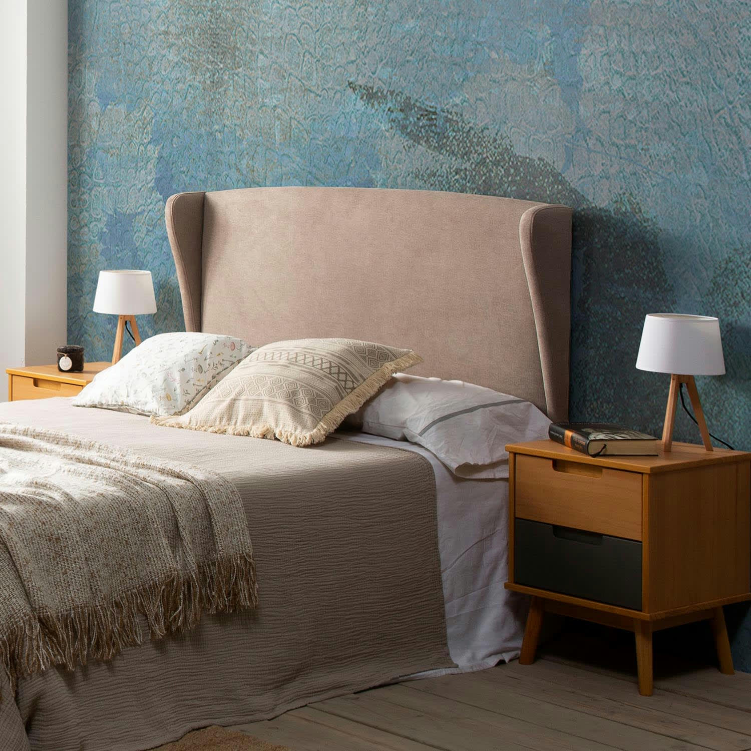 MUNICH - Tête de lit tapissée oreiller 140x60 cm couleur beige