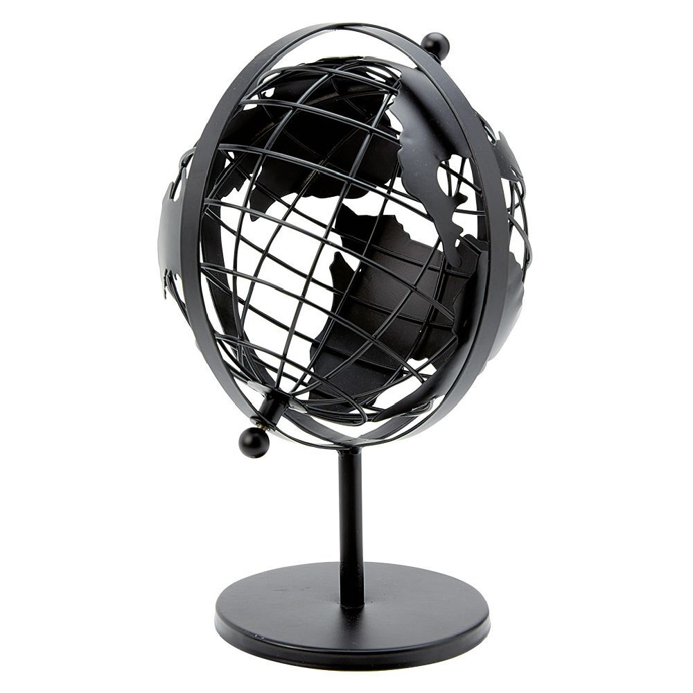 Globe terrestre décoration métal noir