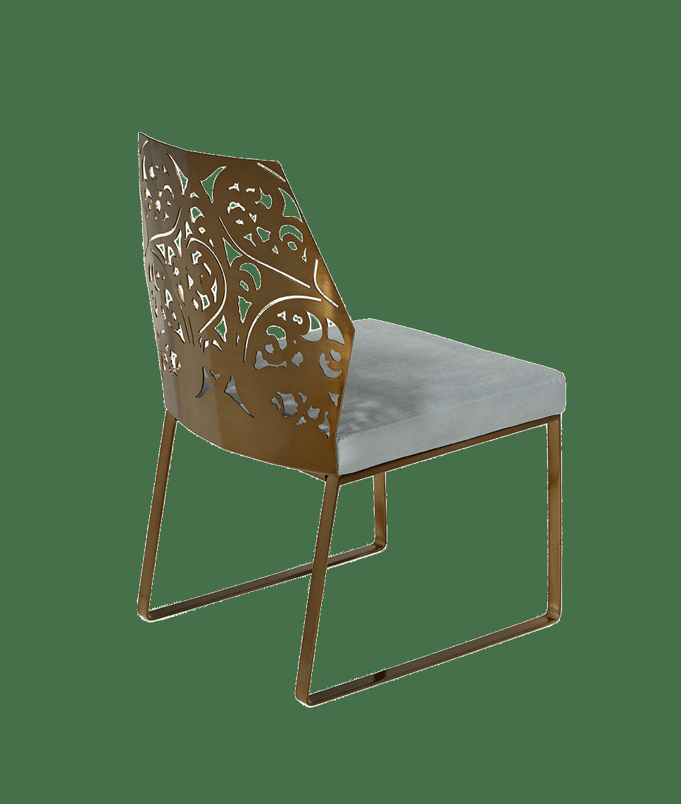 MORDOMA - Chaise en métal laiton et simili cuir blanc