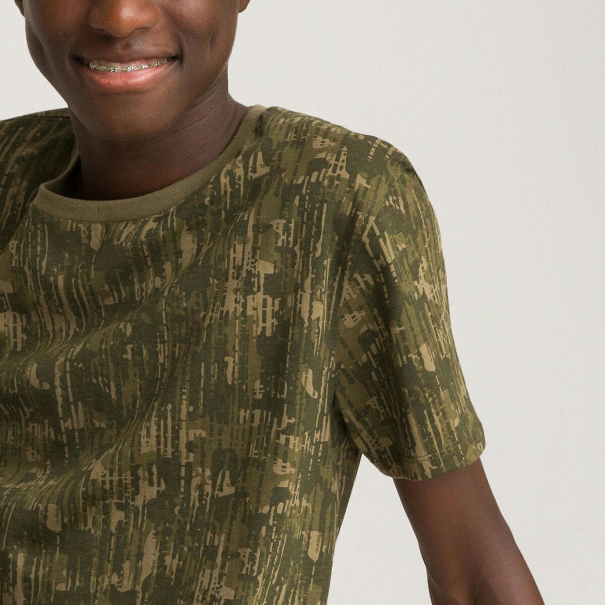 T-shirt col rond imprimé camouflage