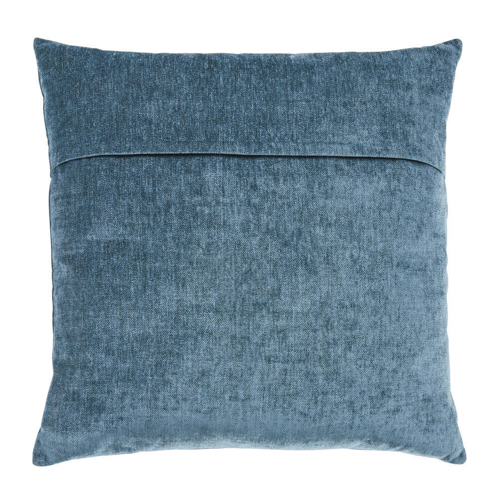 - Coussin en velours de polyester recyclé effet vieilli bleu canard 60x60