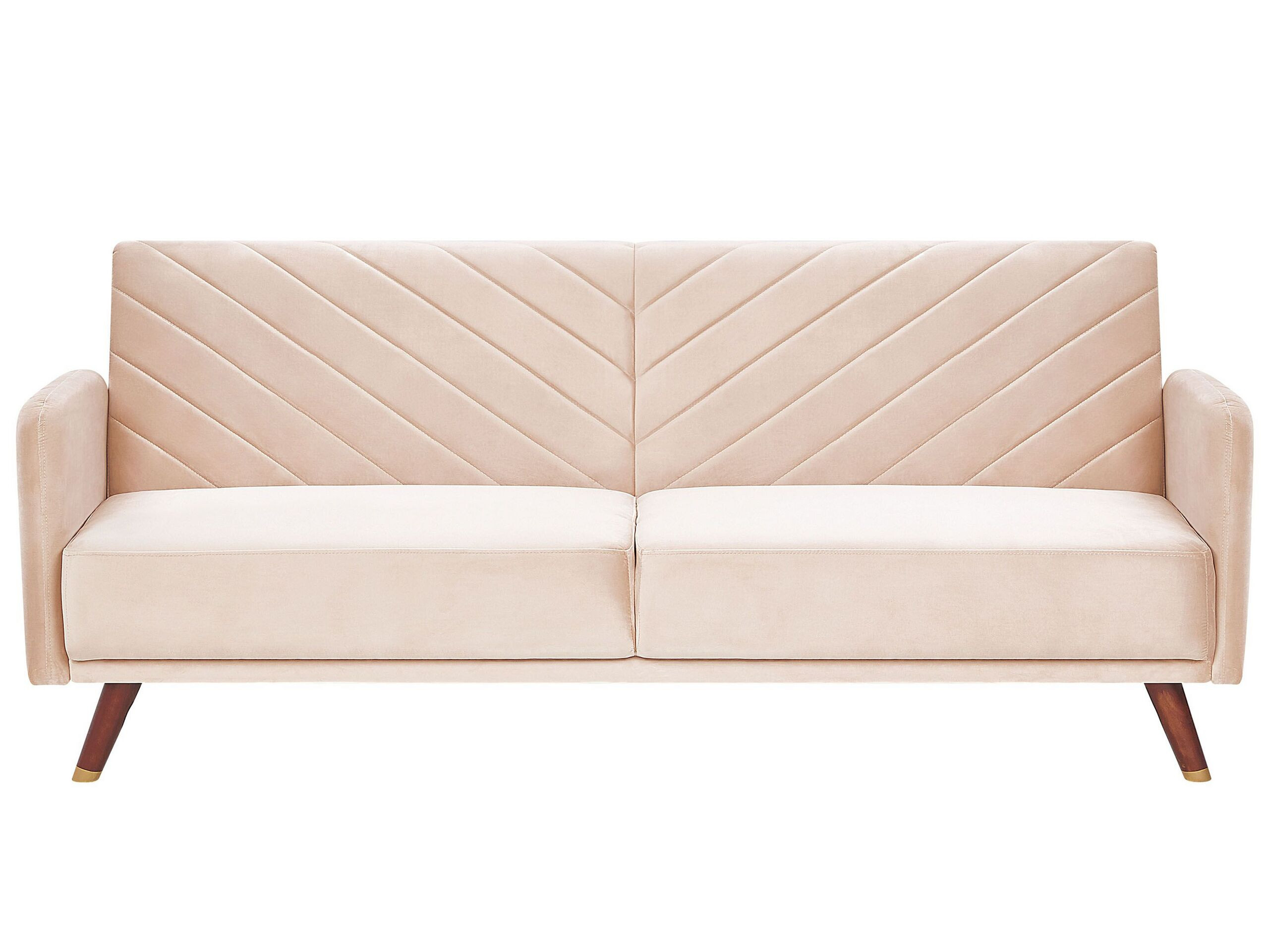 Sofa kanapa rozkładana welur beżowa