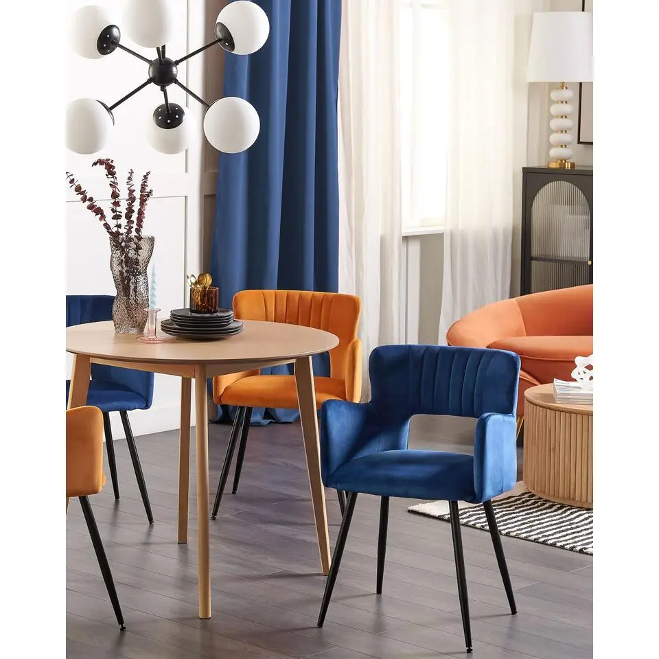 SANILAC - Eetkamerstoel set van 2 - Blauw - Fluweel