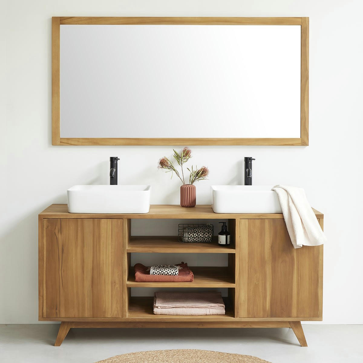 RIO - Meuble double vasque en teck massif 160 cm