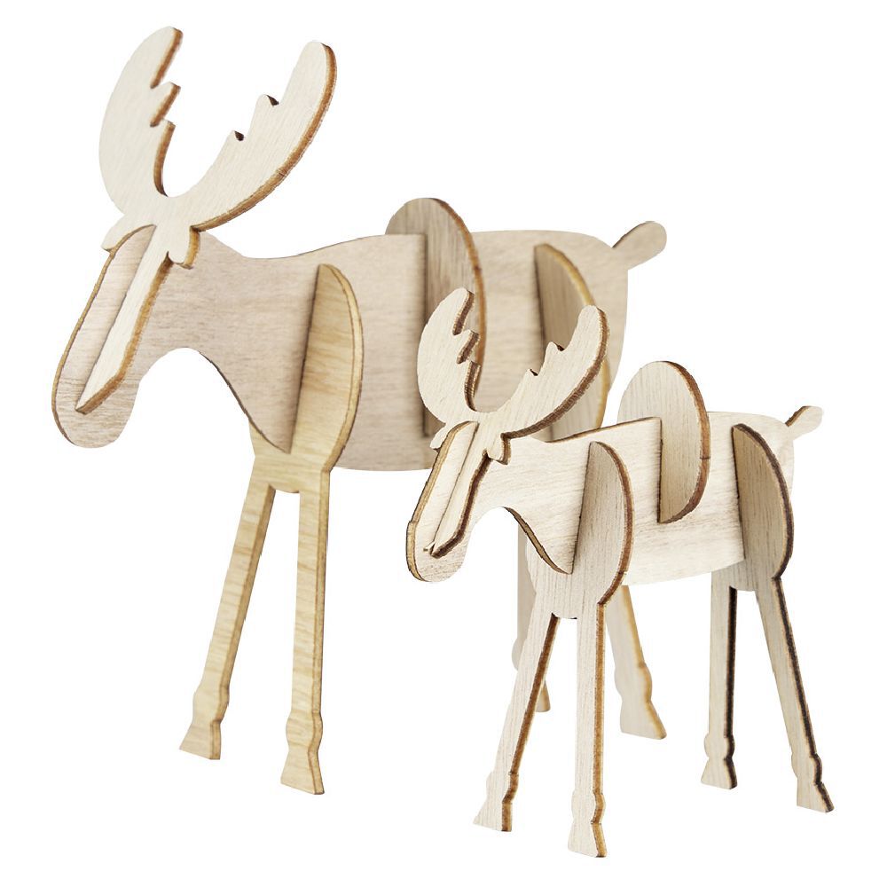 Renne de No&euml;l en bois à assembler x2