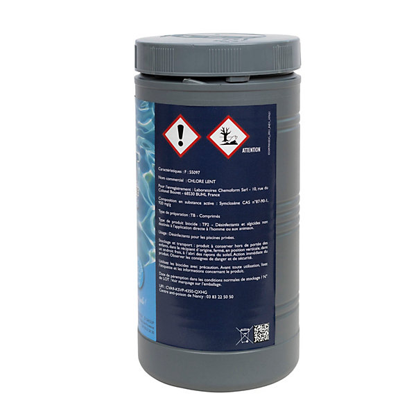 Chlore Lent Piscine - Galets 250 G - Boite 1 kg - Chlore Permanent Longue Durée - Haute Concentration -Edg