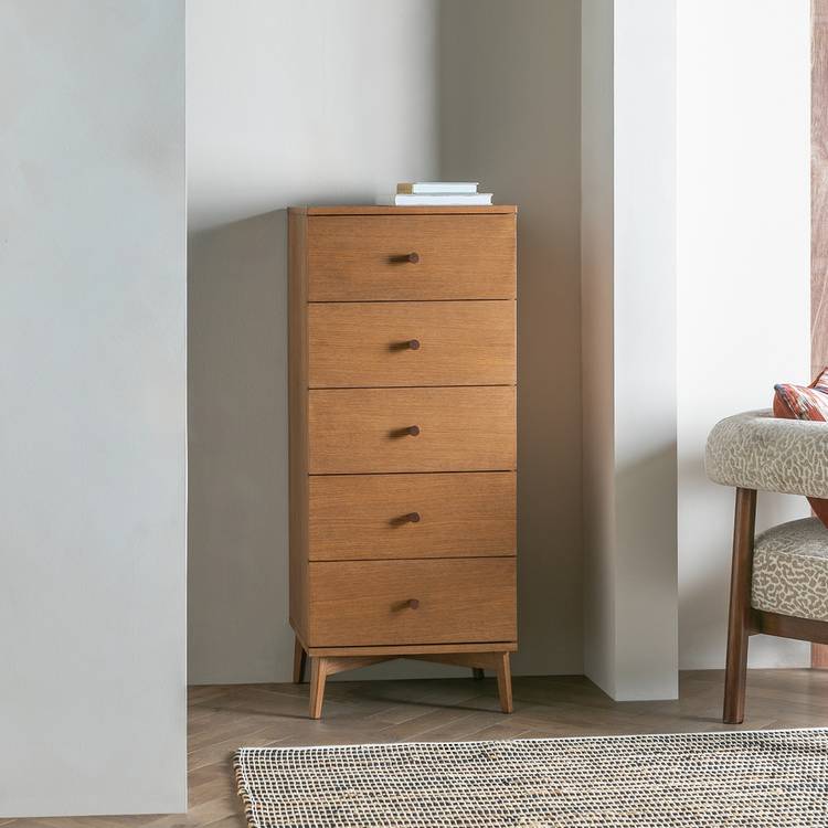 Habitat Kirk Oak 5 Drawer Tallboy - Natural