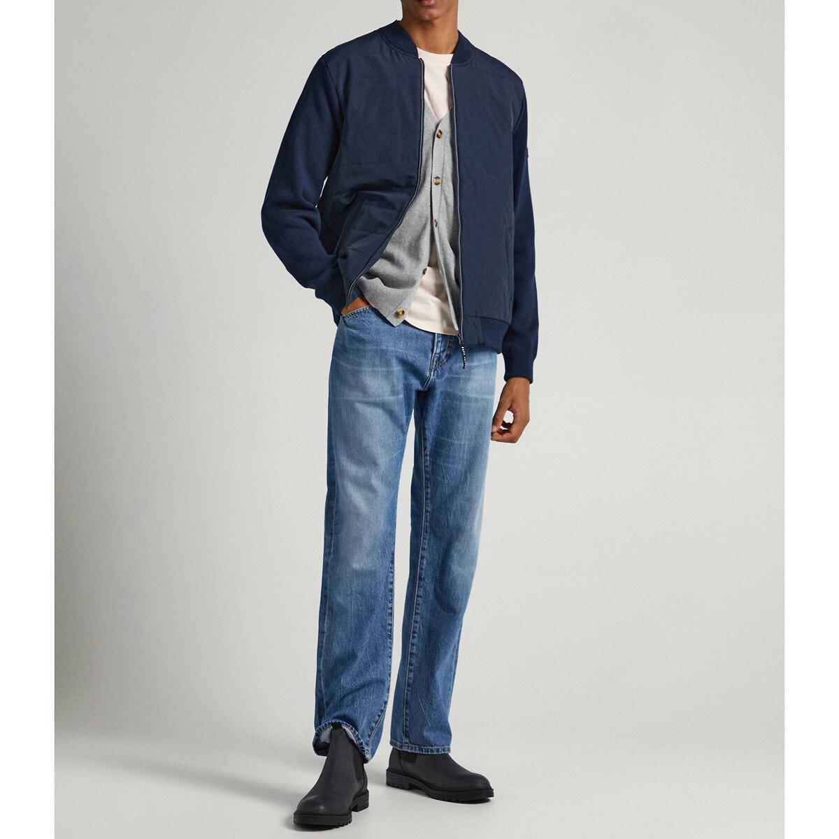 Blouson zippé bi-matière