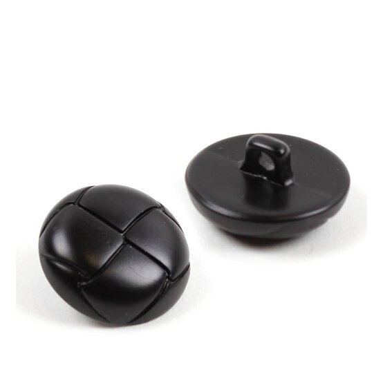 Hemline Black Novelty Faux Leather Button 2 Pack