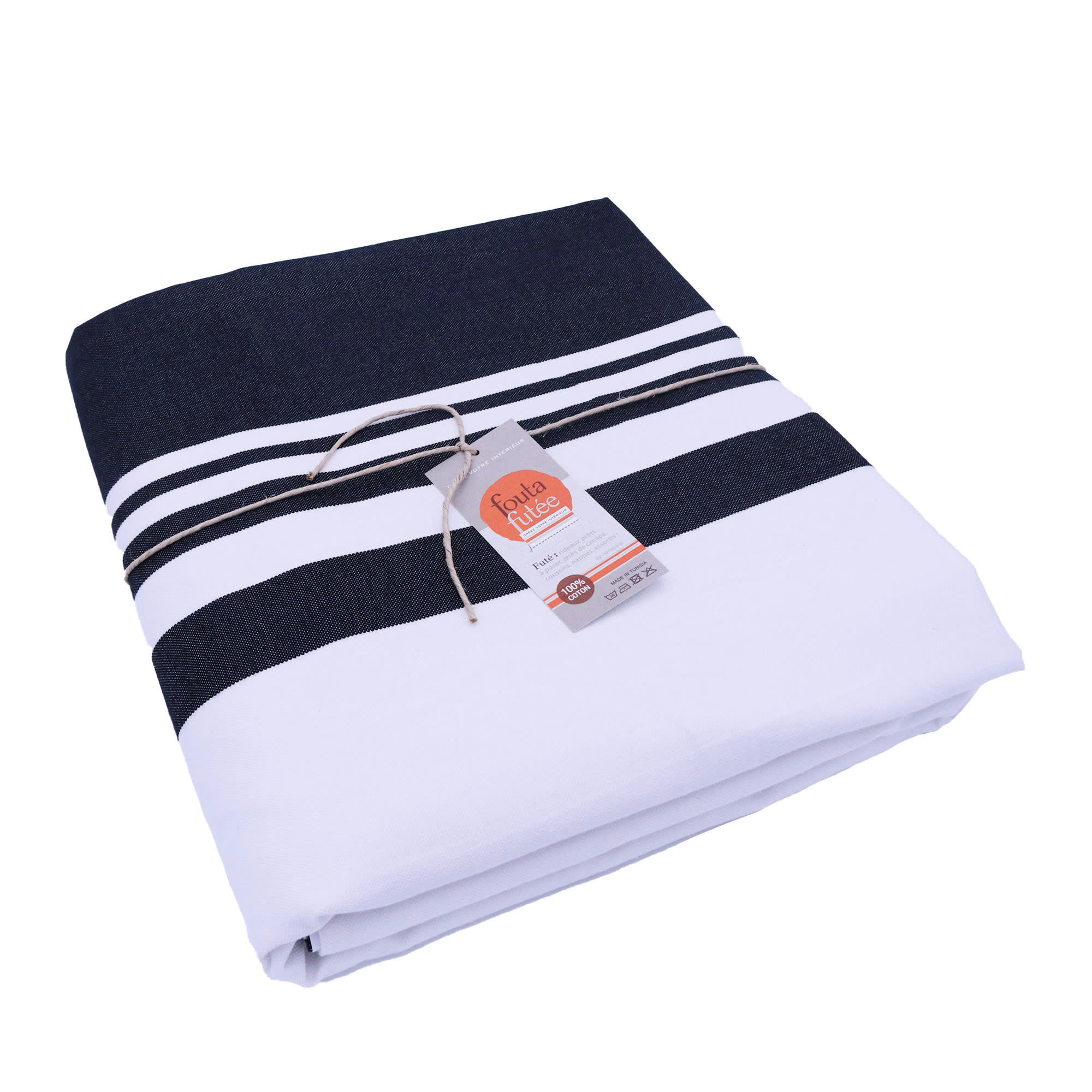 TANGER - Housse de couette coton 220x240 + 2 taies 50x70 blanche et noire