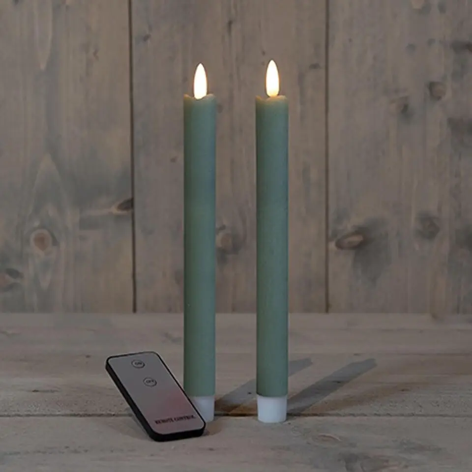 Anna's Collection LED dinerkaarsen - 2x - jade groen - 23 cm