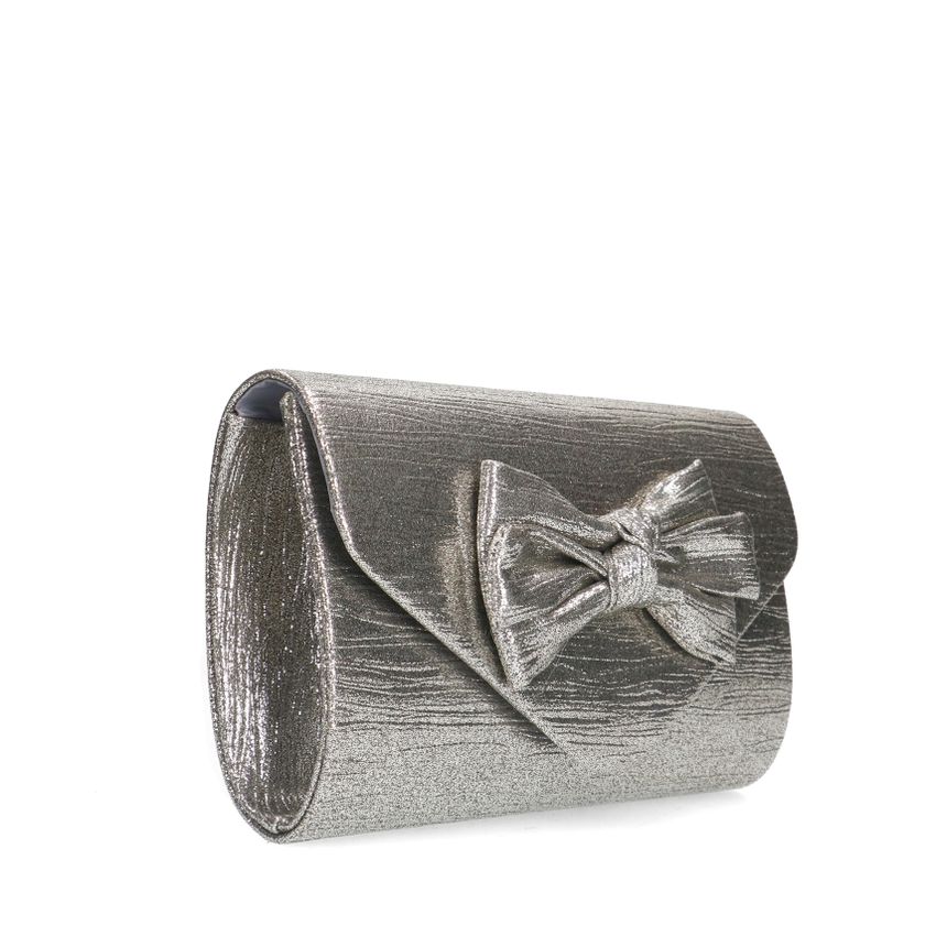 Manfield Zilveren clutch met strik