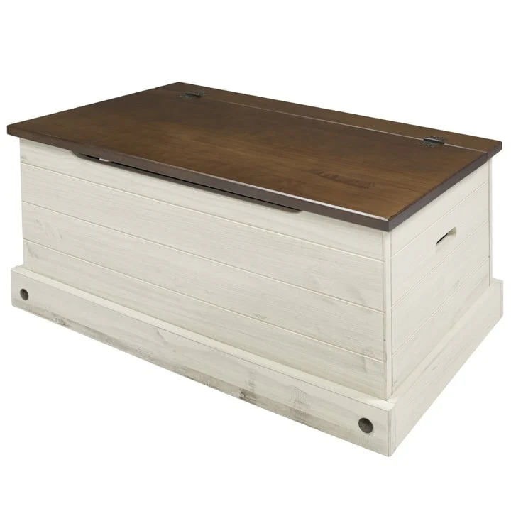 Wood Storage Trunk Ottoman Corona Gray | Furniture Dash