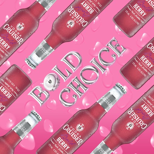 Vodka Cruiser Bold Berry, Refreshing Flavoured Pre-Mixed Vodka Drink, 4.6% ABV, 275mL (Case of 24 Bottles)