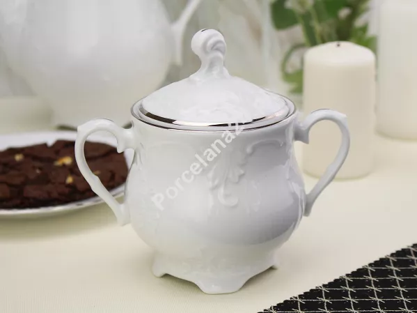 Garnitur do kawy na 12 osób (39 el.) Ćmielów - Rococo 3605 PLATYNOWA LINIA