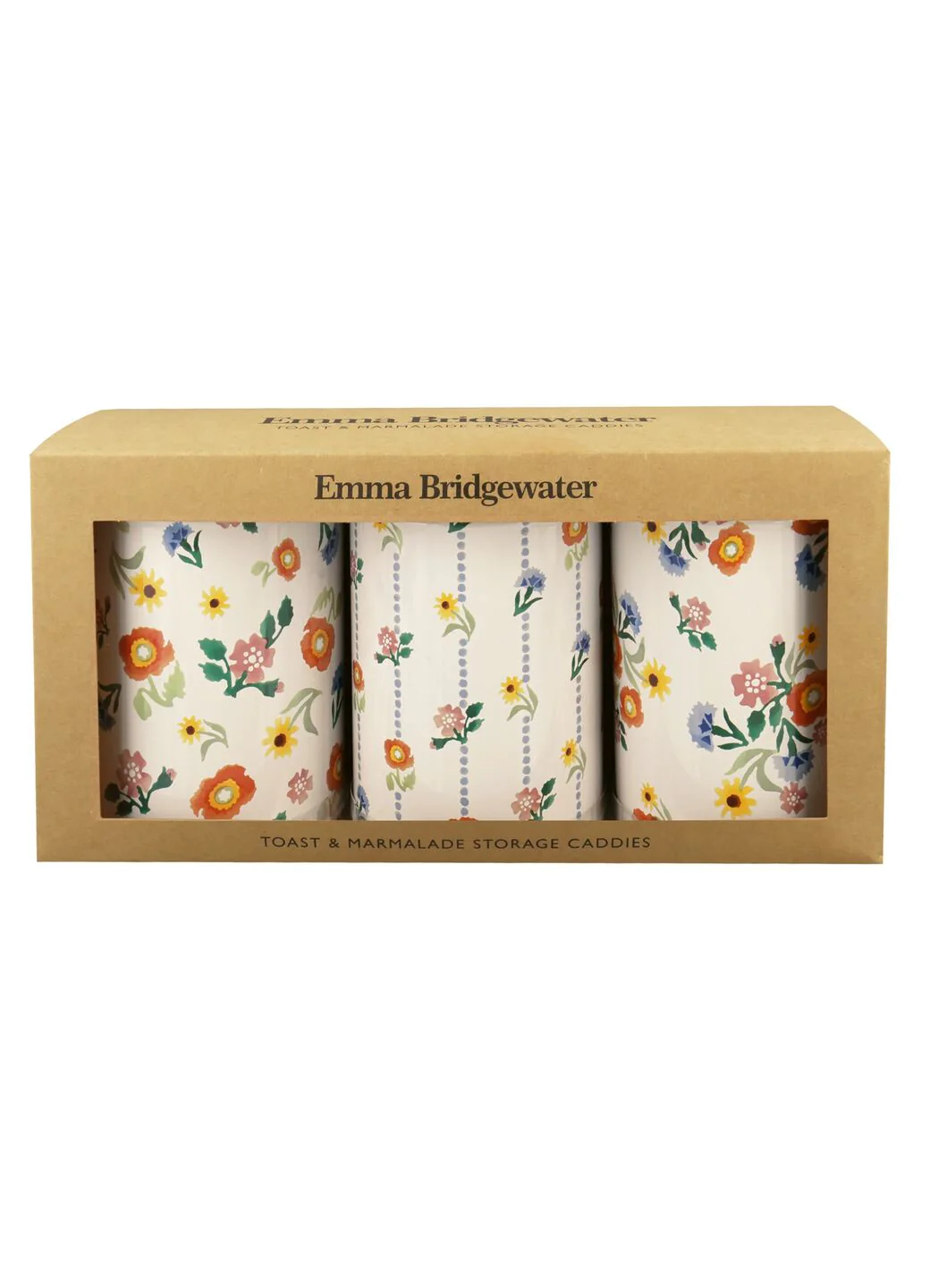 Poppies & Pinks Set Of 3 Round Tin Caddies