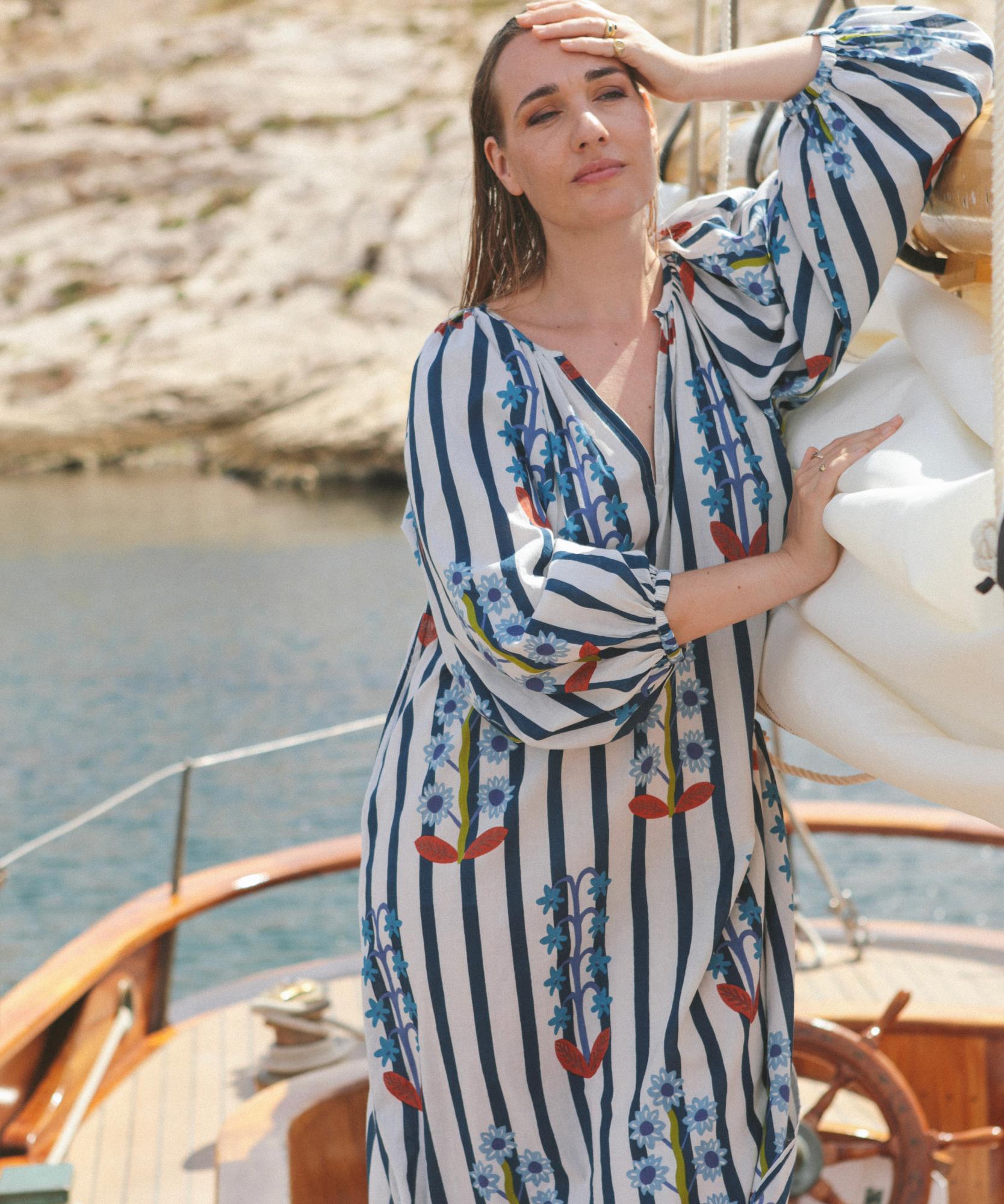 Robe longue Elvira imprimé Fleurs Imaginaires - 100% Coton