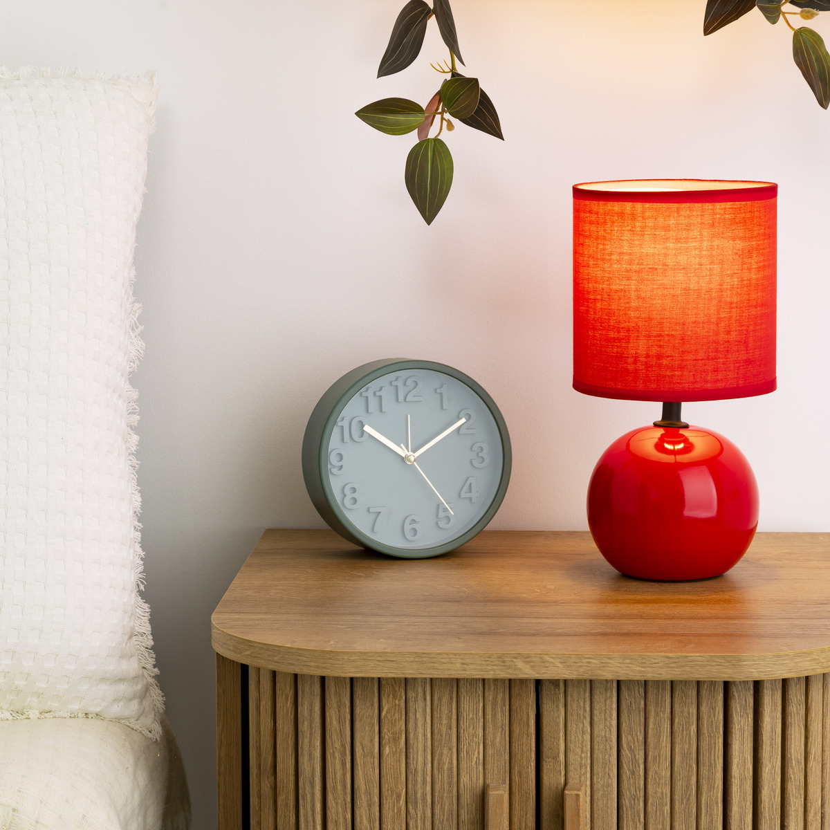 Ceramic lamp "Tim&eacute;o" Bright red, H.25 cm