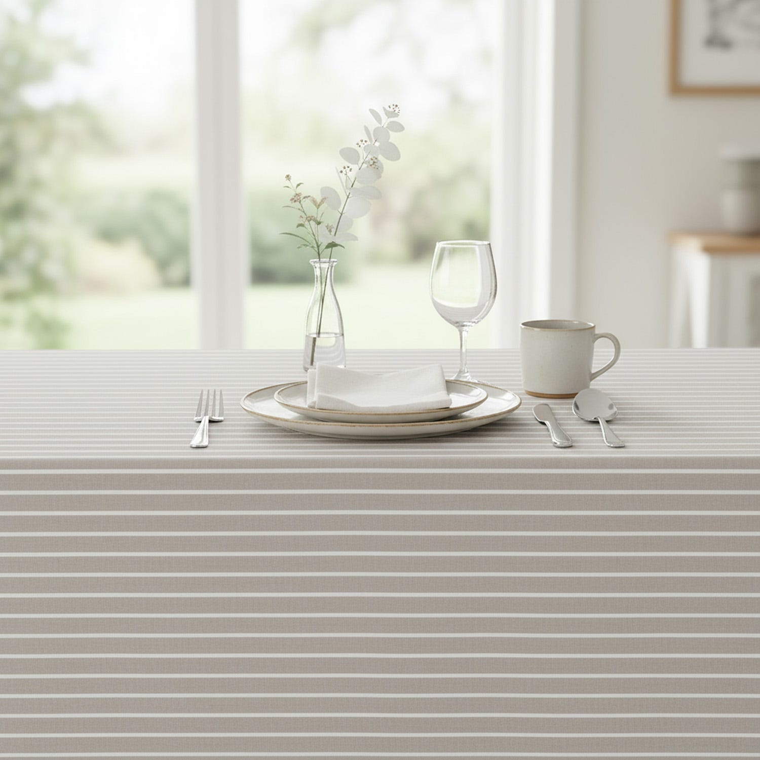 Tovaglia 140x140 cm cotone tinto filo righe chiare