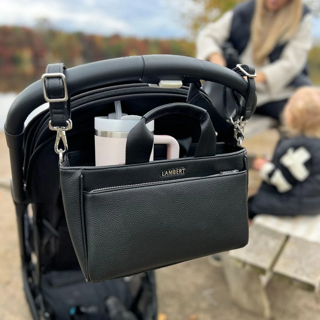 The Daisy - Black Vegan Leather Stroller Console