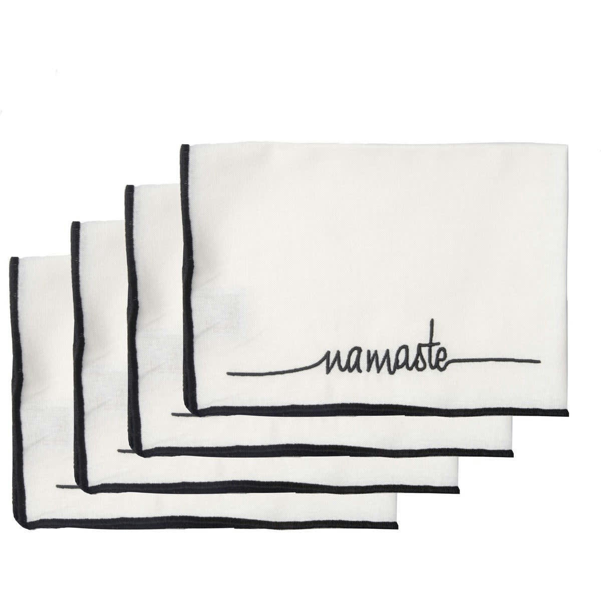 NAMASTE - Sets de table (x4) coton  35x50 blanc / noir