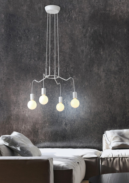 Lampa wisząca biała Basso 4xE27x40W wym: 100x57x57 cm Candellux