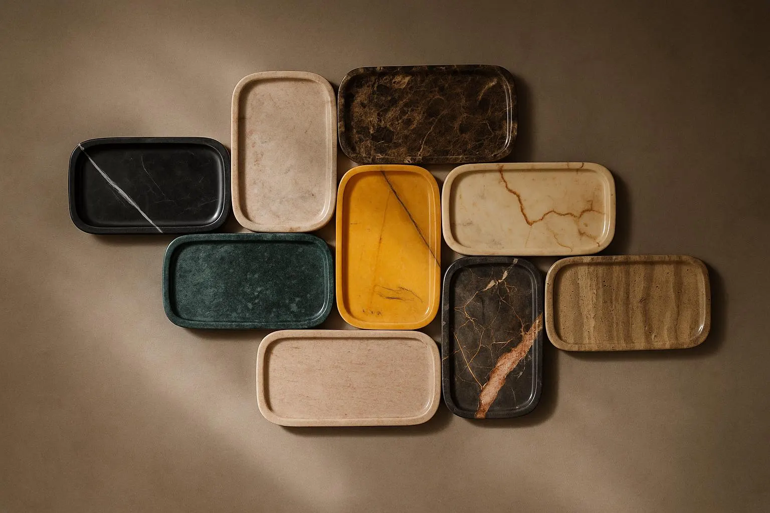Handmade Marble Rectangular Tray - Natural Stone Vanity and Catchall Organizer for Jewelry - Marble Tray Jewelry Dish & Serving Board