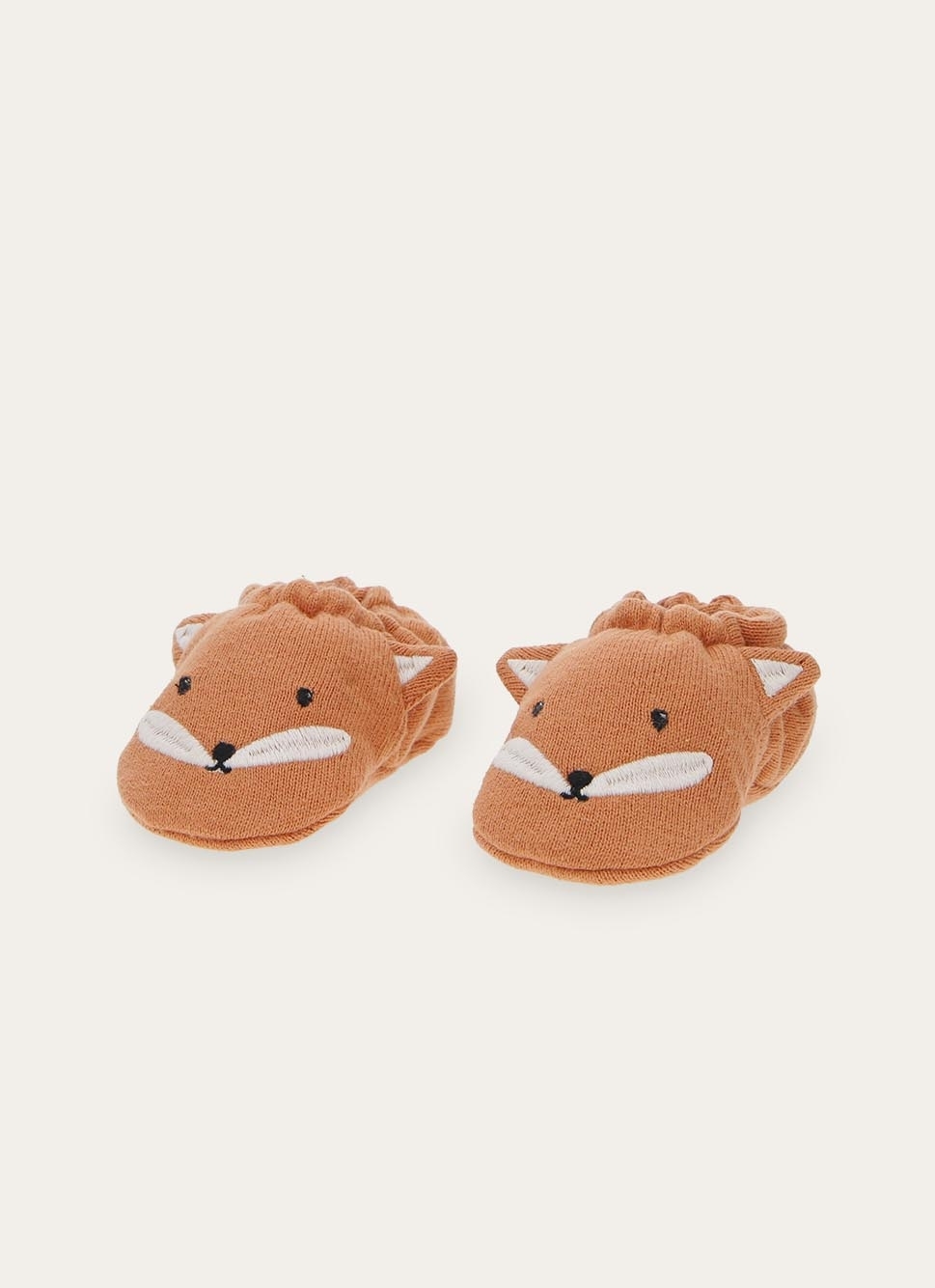 CHAUSSONS POUR BÉBÉ EN COTON AVEC T��TE DE RENARD ORANGE
