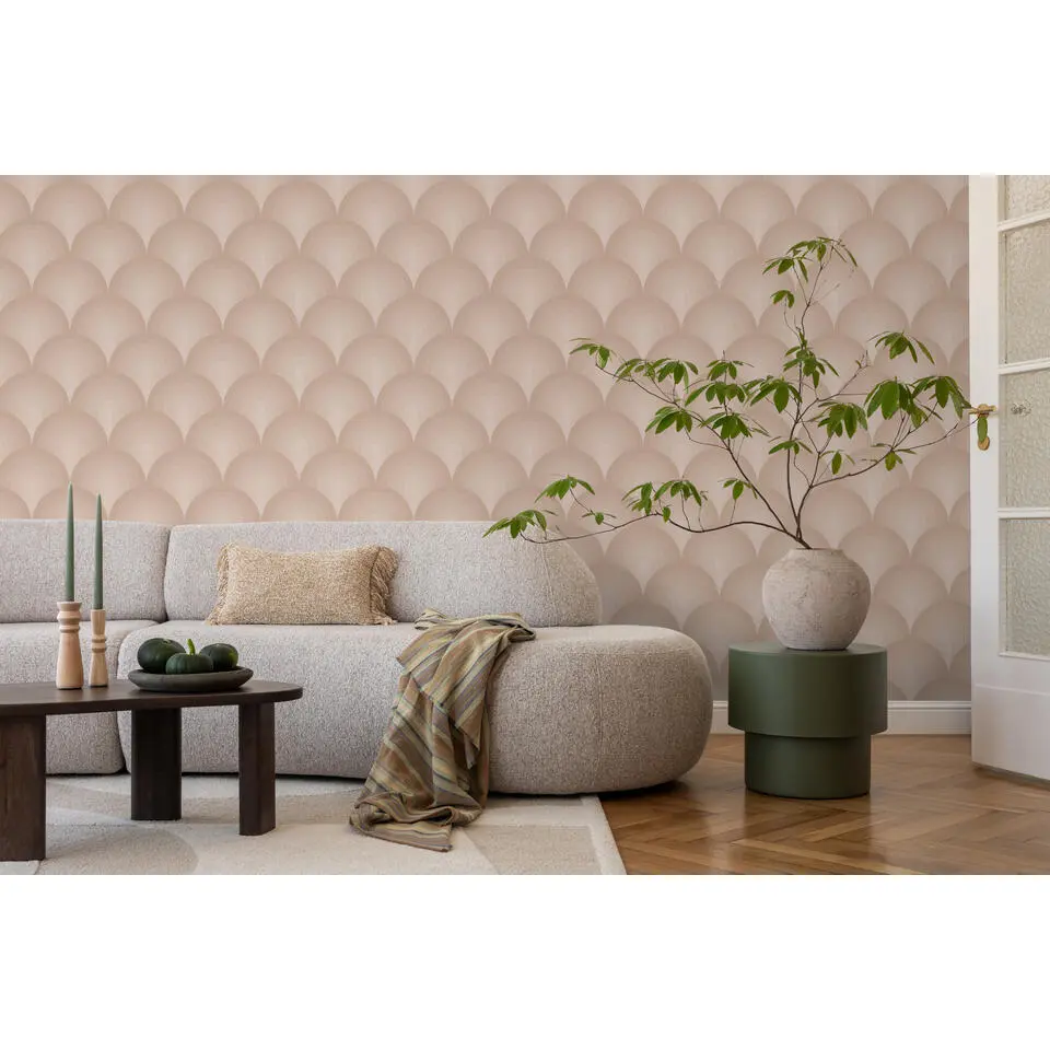 ESTAhome behang 3D-motief terracotta roze - 50 x 900 cm