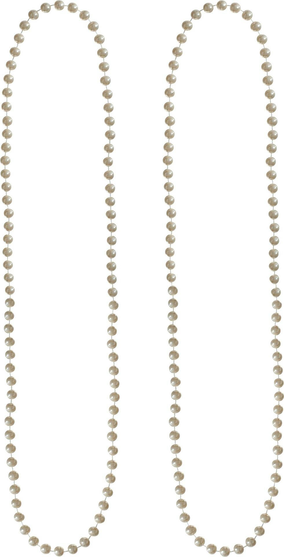 1920s Beaded Pearl Necklace Jewelry, White, 62-in, Wearable Costume Accessory for Halloween
