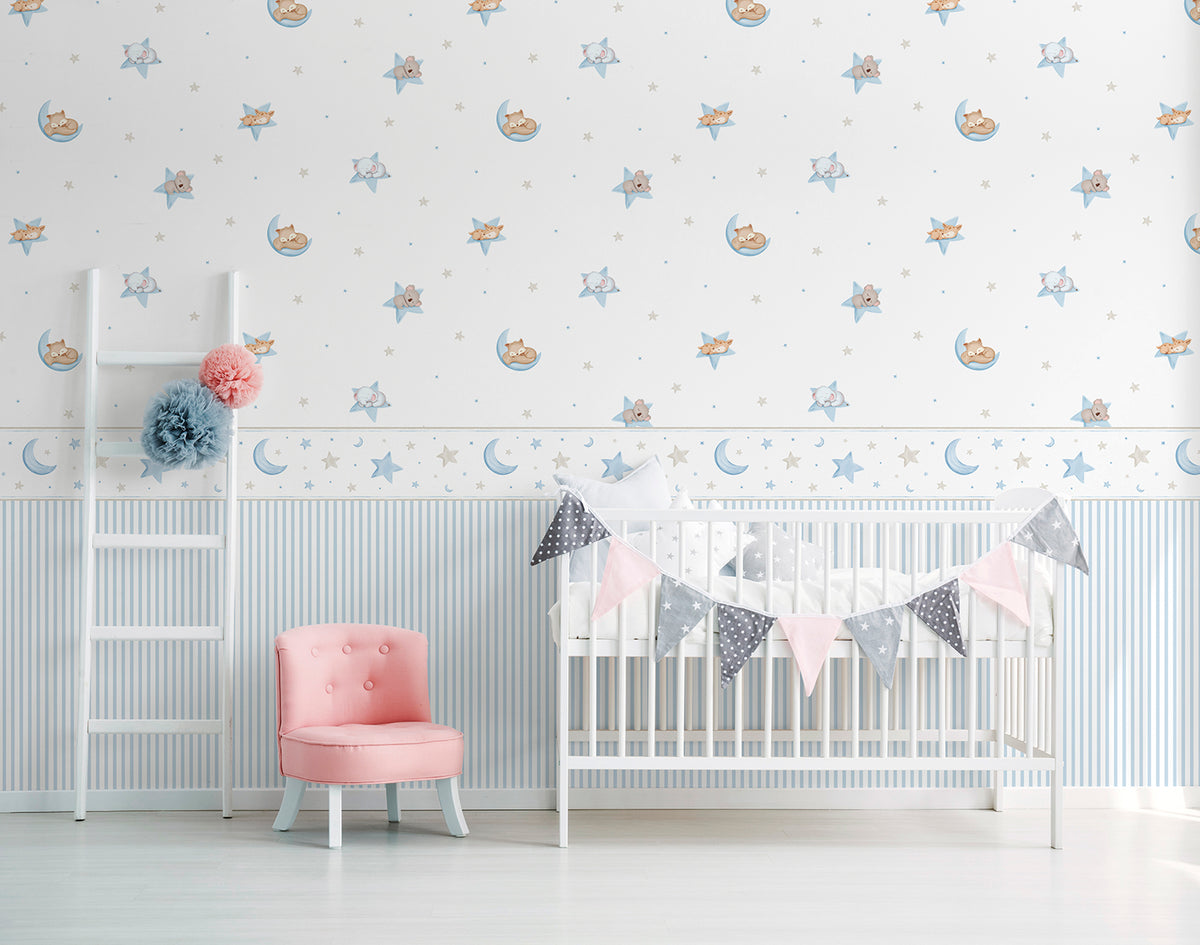 Sanders & Sanders zelfklevende behangrand sterren blauw en beige - 500 x 16 cm - 640483