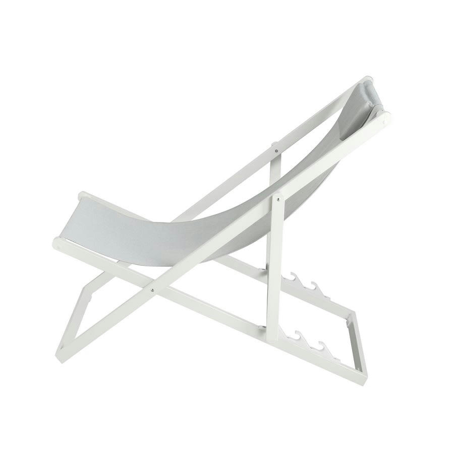 GILDA - Chaise longue avec coussin en aluminium et textilène blanc