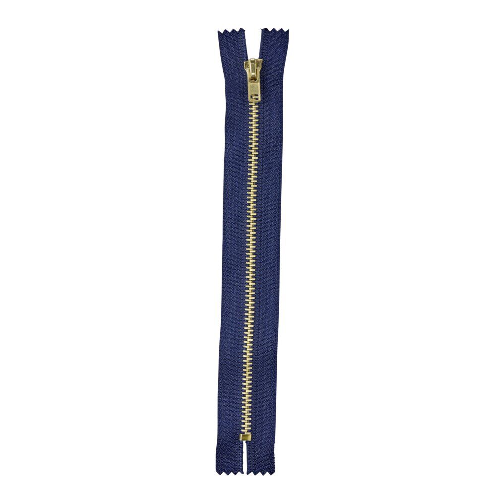 Fermeture à glissière 20cm métal et coton bleu