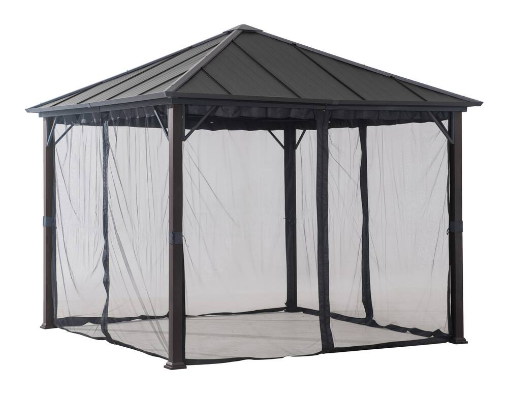 For Living Rockport Outdoor/Patio Gazebo Netting for Hard-Top Gazebo, Black, 103x103x81-in