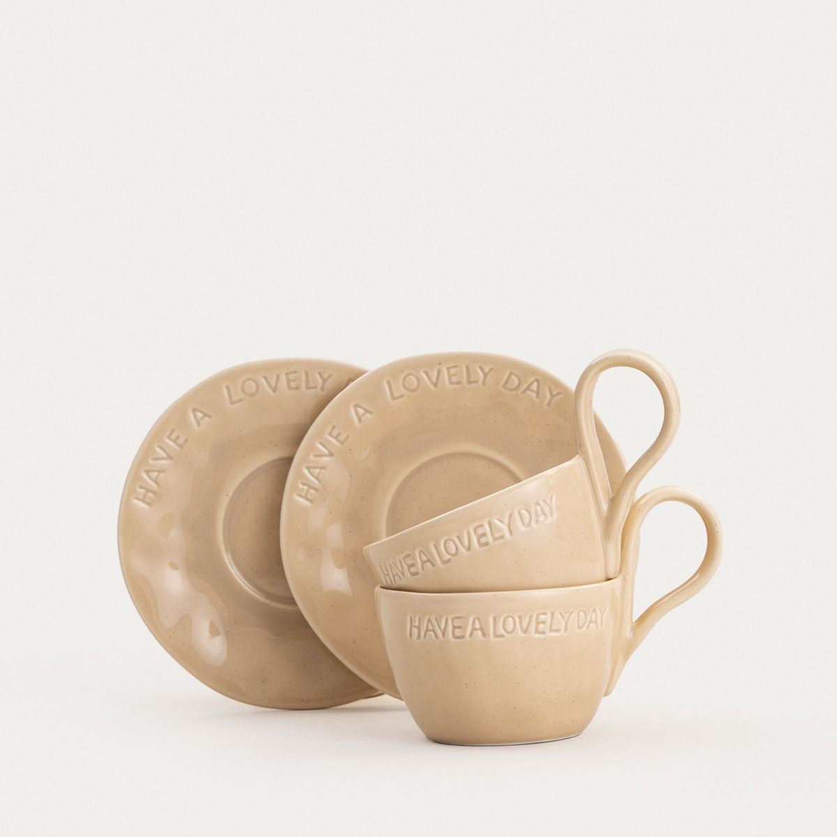 Zestaw filiżanek ze spodkami ISERNIA beżowych 2 szt