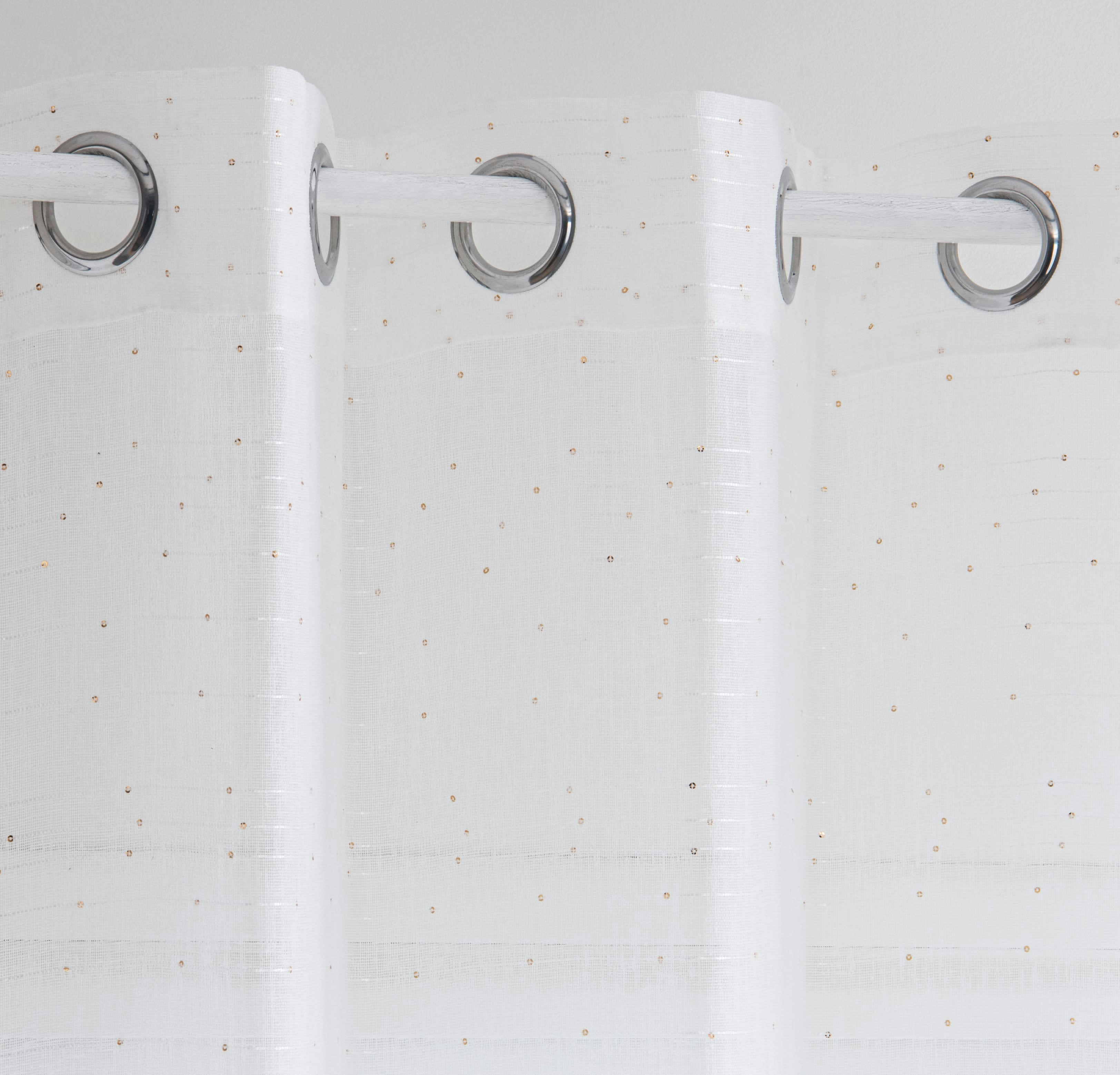 NAURA - Rideau à œillets blanc avec sequins dorés à l'unité 140x250