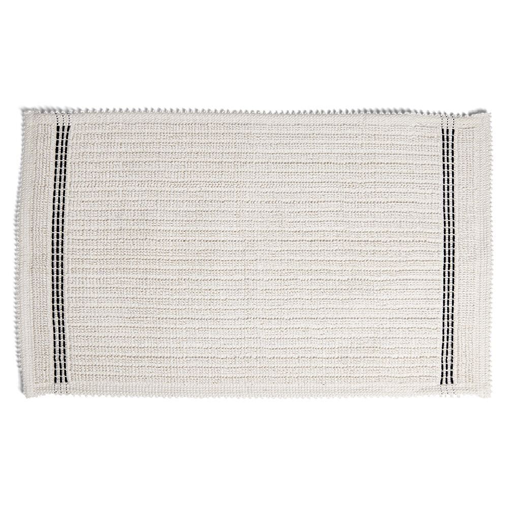 Tapis de bain 100% coton blanc et noir 70x50cm