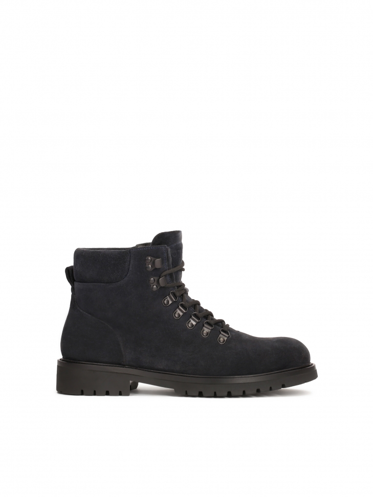 Navy blue suede men's boots