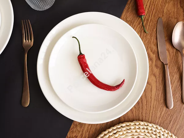 Komplet talerzy 6 osób (18 el.) (gładki) Rinart - Banquet ecru