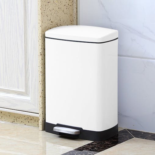 SOGA 4-Pack 12L White Stainless Steel Foot Pedal Trash Bin