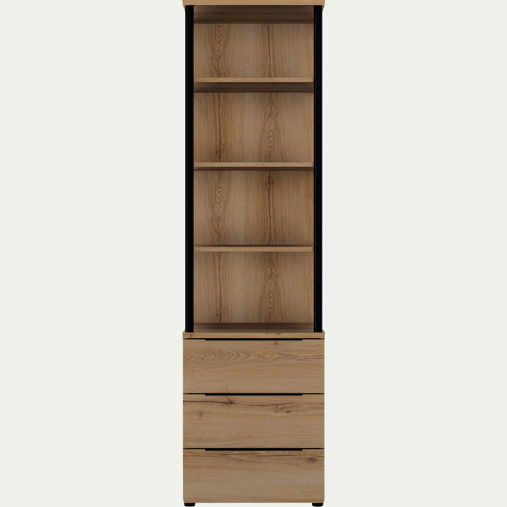 LUCIAN - Colonne de rangement 3 tiroirs en bois H210cm - bois clair