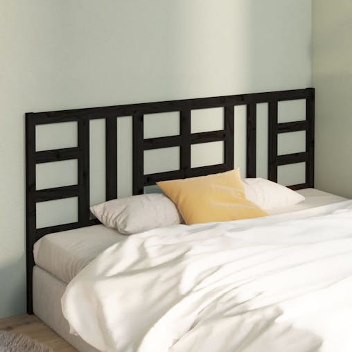 NNEVL Bed Headboard Black 186x4x100 cm Solid Wood Pine