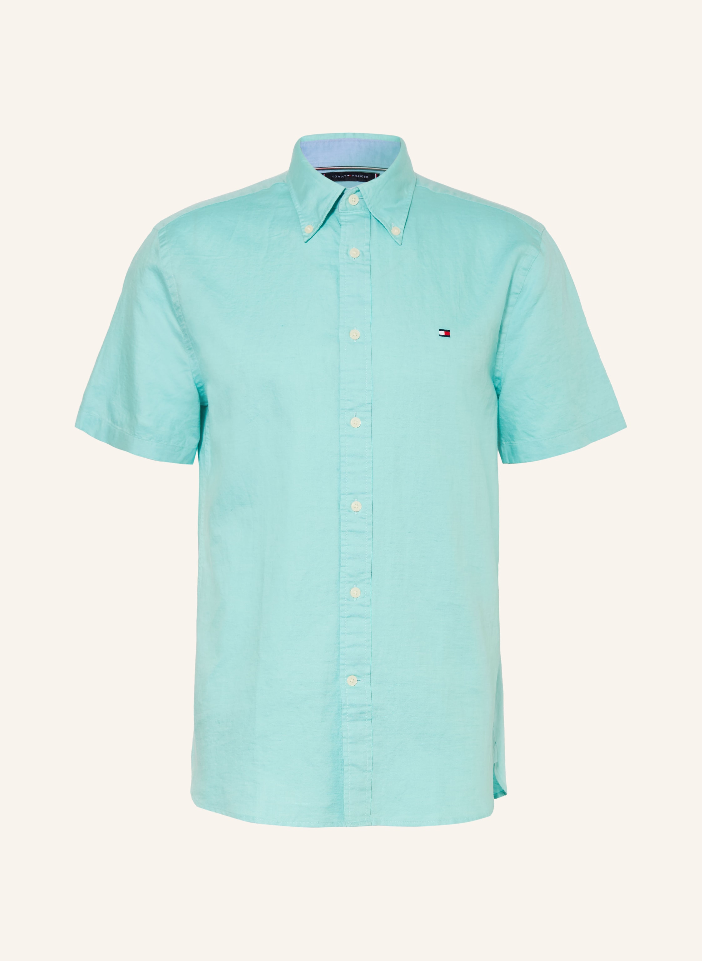 TOMMY HILFIGER Kurzarm-Hemd Regular Fit mit Leinen