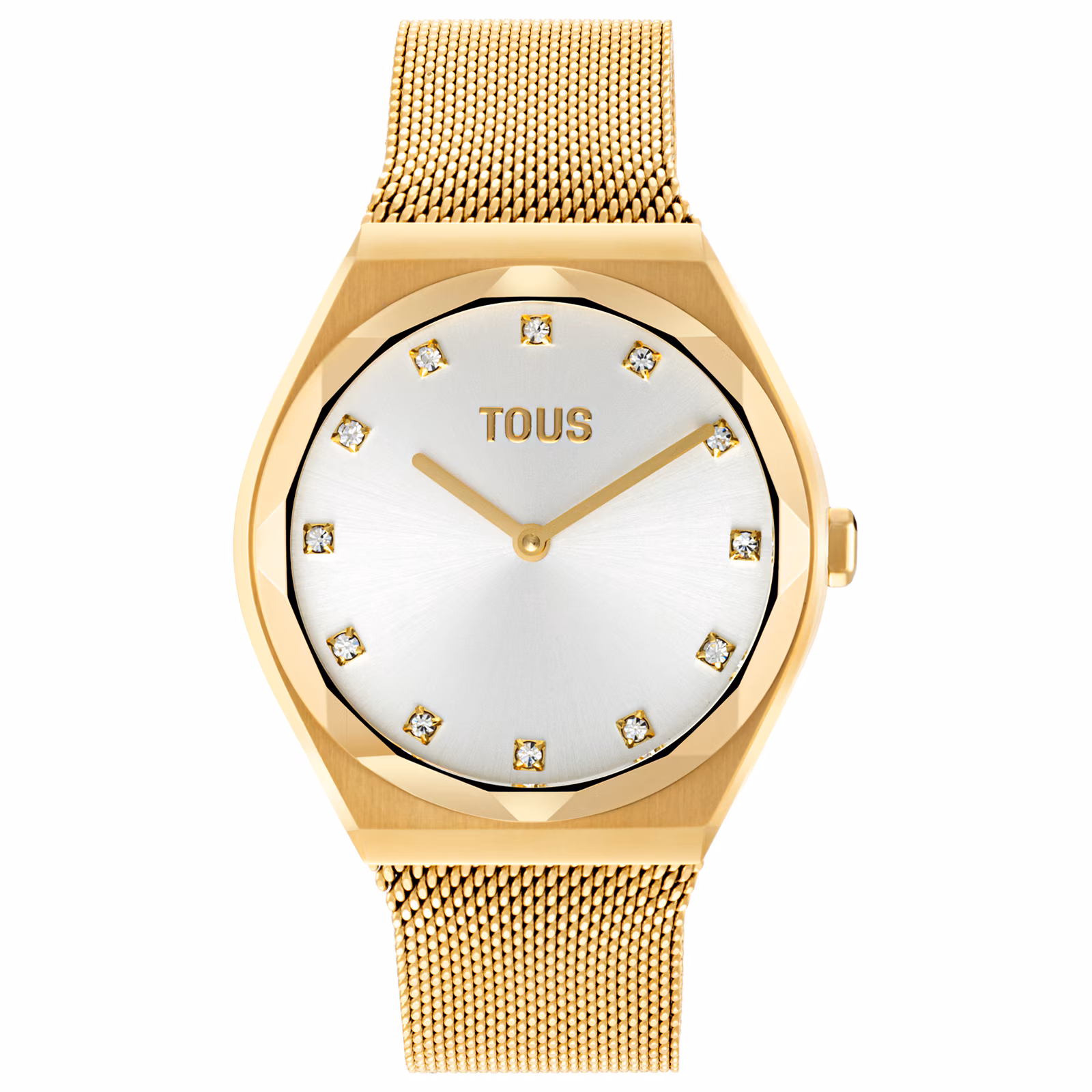 Reloj analógico con brazalete de acero dorado Karat Round Mesh