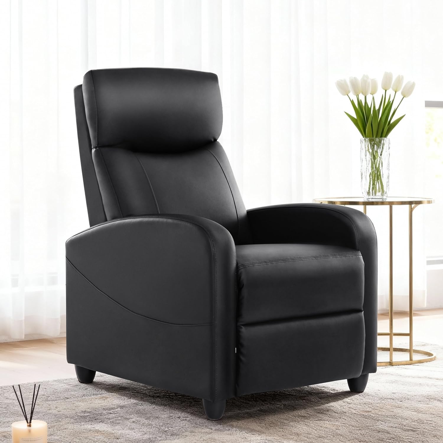 Sweetcrispy Recliner Chair Fabric Recliner Sofa No Massage, Home Theater Seating with Lumbar Support, Adjustable Push Back Overstuffed High-Density Sponge Reclining for Living Room, Grey