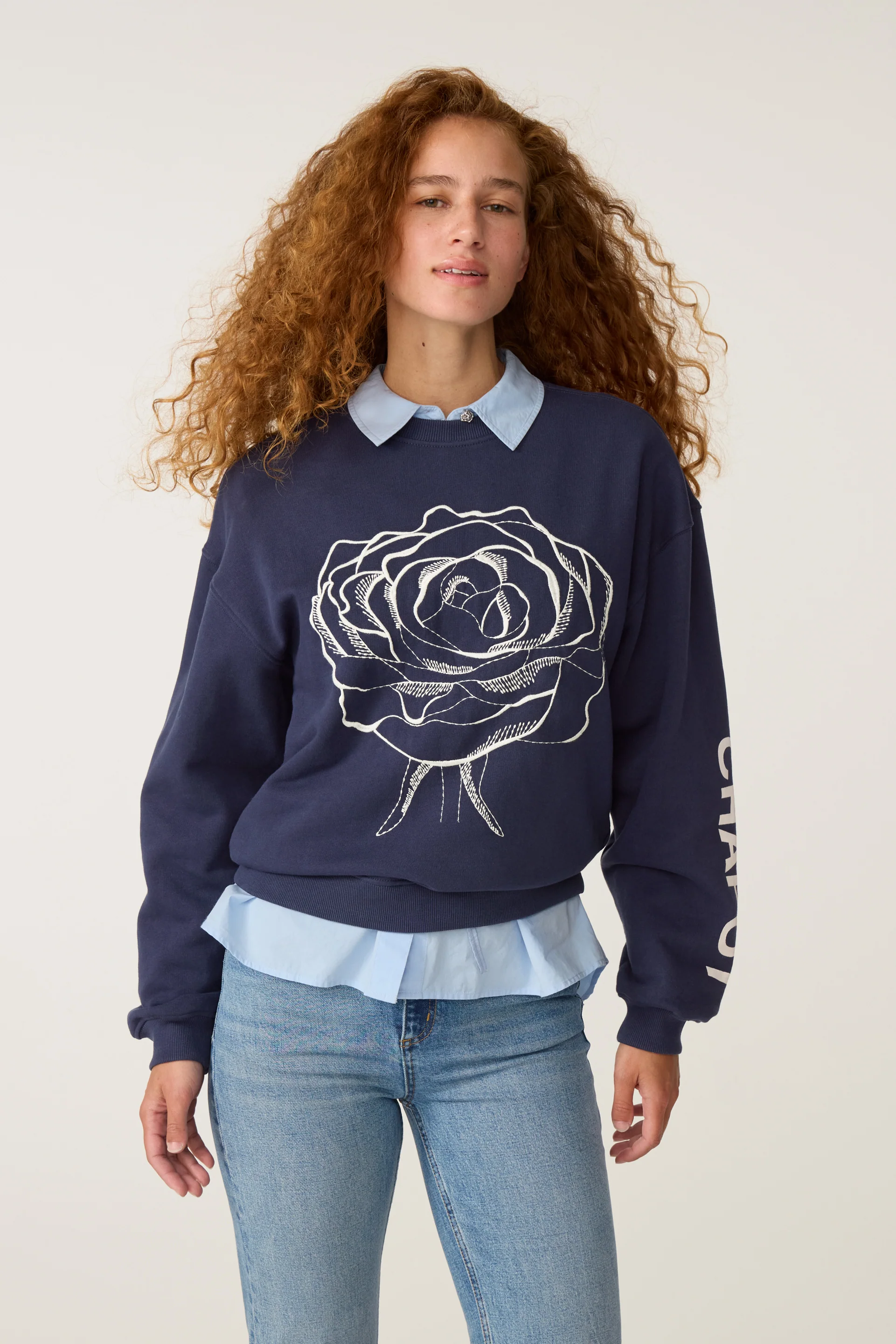 Luna Flower Sweater | Maritime Blue