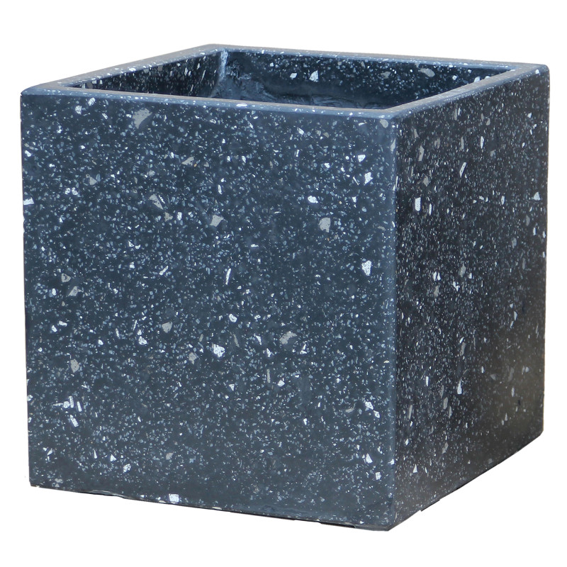 Pot cubique noir en terrazzo 37 x 37 x 37 cm