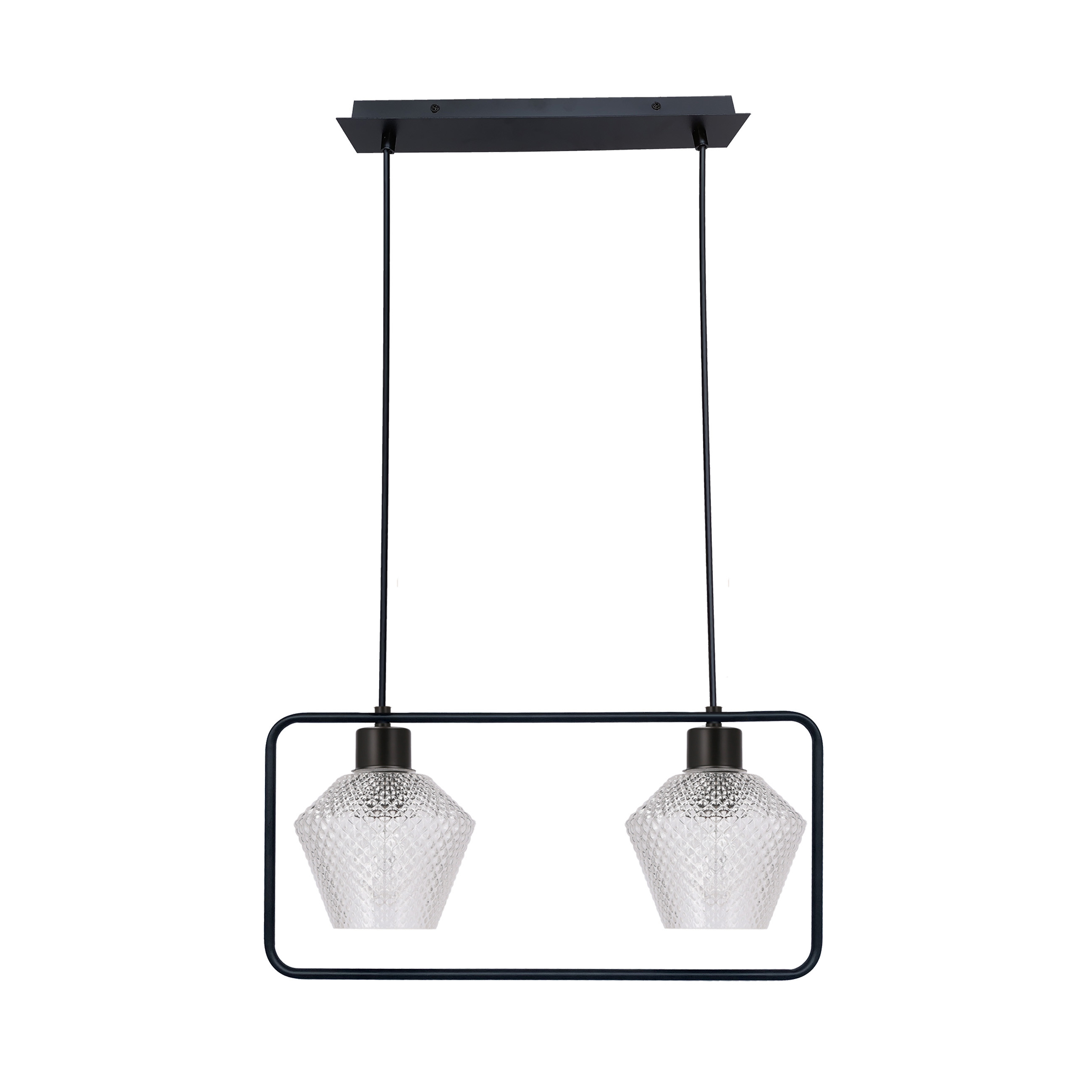 Lampa wisząca Niko karbowane klosze czarno-bezbarwny 2xE27x40W Candellux